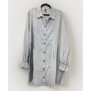 Two 2 Fly Light Wash Tencel Denim Button-Front Dress – Size 2X